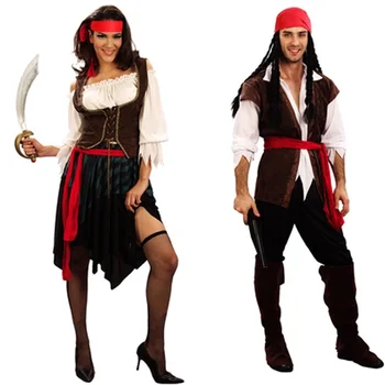Căpitanul piratii din caraibe piratii din caraibe, jack sparrow costum de halloween pentru adulti barbati copii cosplay femei pirat de sex feminin