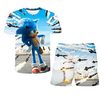 4-14T Baieti Set Haine Copii Sonic T-shirt Pentru Fata Topuri pantaloni Scurti Fete Costum de Adolescent Set Haine Copii Haine Copii