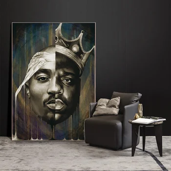 Portret De Mare Și Tupac Panza Picturi Pe Perete Postere Si Printuri 2Pac Arta de Perete Moderne Pânză de Poze Decor Acasă