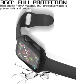 Pentru Apple Watch Seria 5 44mm Caz cu Ecran Protector Subțire de Paza Subțire Bara Acoperire Completă Capac Greu pentru iwatch 5 4 40mm