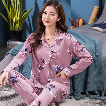 Primavara Toamna Femei Pijamale Două Bucăți Seturi Cămașă De Noapte Pijamale Femei, Pijamale Haine De Acasă De Imprimare Fete Dulci Sleepwears