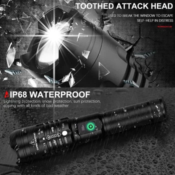 Cea mai Puternica Lanterna LED-uri Lanterna XHP50 USB Reîncărcabilă Ultra Strălucitoare Lanternă Tactică în aer liber Camping Vânătoare Mână de Lumină