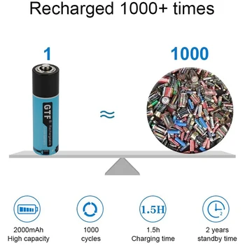 2020 NOU GTF Magnetic de Încărcare De 1,5 V aa baterie de 2000 mAh 3000 mWh capacitate AA Baterie Reîncărcabilă Cablu de Încărcare Magnetic