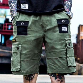 Noi Oamenii Streetwear Cargo Shorts Mens Pantaloni Hip Hop Casual Multi-buzunar de pantaloni Scurți de sex Masculin Pierde scrisoarea pantaloni Scurți Om Militare Pantaloni scurti