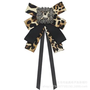 Clasic Leopard Stras Broșă Panglică Brosa Papion Floare de sex Feminin Brosa Pin Rever pentru Femei Rochie haine Accesorii Cadou