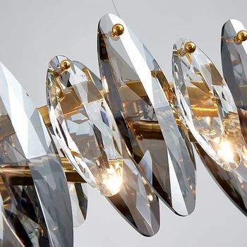 Fum Gri Cristal Candelabru Modern de Iluminat cu LED-uri Nordice Timp Cristal Agățat Lampa Art Deco Interior Insula de Bucatarie Masa