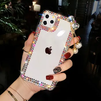 Moda Bling Cristal Pandantiv de Diamant Caz Acoperire Pentru Iphone 12 11 Pro Max XS Max XR X 8 7 6 Plus Caz