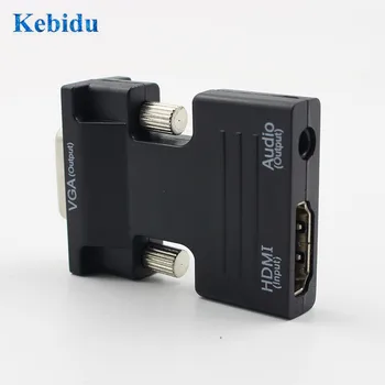 KEBIDU compatibil HDMI la VGA/3.5 mm Audio Jack Convertor Adaptor de la Femeie la Bărbat Înaltă Fidelitate HD 1080p Audio Semnal Video