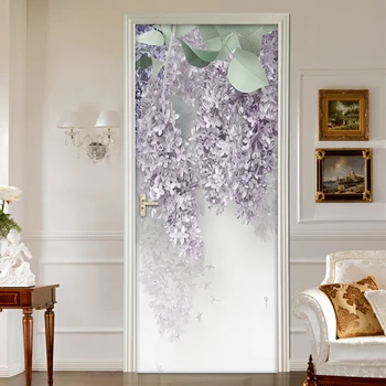 Flori violet Creative Poster 3D Autocolante Decor Acasă PVC autoadezive Ușa de Artă Murală Decalcomanii de Perete Tapet Camera de zi