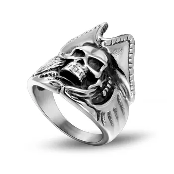 Hemiston Punk, Hip-Hop Timid Drăguț Caraibe Pirate Skull Ring Inel de Oțel Titan Moda Personalitate Bărbați Inel de Mână