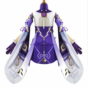 Noul Joc Genshin Impact Keqing Cosplay Costum Violet Uniformă Rochie Eleganta Peruca Canival Petrecere De Halloween, Costum Pentru Femei