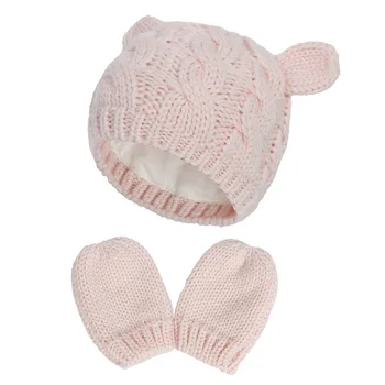 2020 Stil Nou Copil Pălărie Tricot de Toamna Iarna Pălărie Cald Mănuși Set Drăguț Copiilor Mici Forma de Ureche Bărbați Femei Infant Toddler Capac 3Pcs