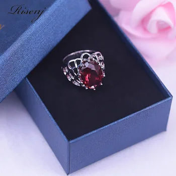 Romantic de trandafir roșu cubic zircon argint 925 bijuterii set pentru femei cercei inel colier set mare ovale piatra inel set