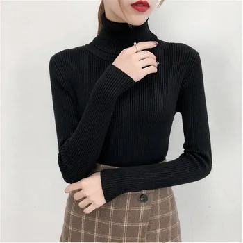 Femei Groase de Iarnă Tricotate Pulover pe Gât Pulover Top Casual Femei 2021 Moda Noua Camasa Maneca Lunga Pulover Slim