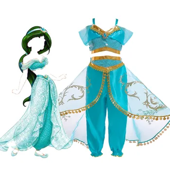 Fete Rochii 2020 Copii Jasmine Uzura de Partid Fantezie Halloween Haine Copii Aladdin Și Lampa de Magie Costum de Gheață Zăpadă Rochie
