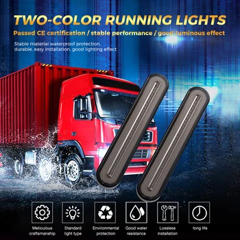2 buc LED-uri Remorcă Camion Lumina de Frână IP68 3 In1 Neon Inel Coada Stop de Frână Rândul său, Lumina Secvențială Curge Semnal de Lumină Lampă