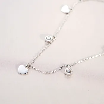 Flyleaf Argint 925 Cubic Zirconia Inima Cravată Colier Pentru Femei Cu Personalitate Doamna Clavicula Lanț Moda Bijuterii