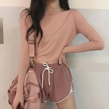 Tricou Stil coreean Slim tricouri Sexy, Camasi cu Maneca Lunga Topuri de Vara Tricou Femme Bottom Tricou Top