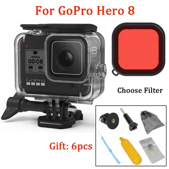 60m Subacvatice Caz Impermeabil pentru GoPro Hero 8 Coajă de Protecție de Acoperire Carcasă Neagră, Lentilă aparat de Fotografiat 60M Scufundări, Înot Accesorii