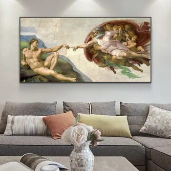 Crearea Lui Adam De Michelangelo Panza Picturi Pe Perete Postere de Arta Si Printuri de Arta Celebre Imaginile Pentru Camera de zi