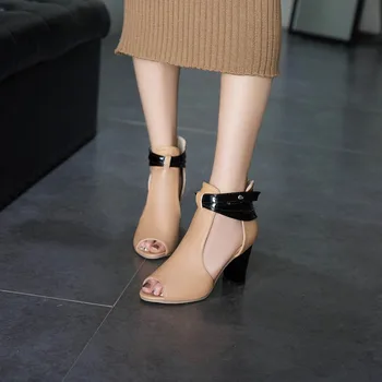 Mare Dimensiune 18 1 sandale cu toc pantofi femei femeie de vara doamnelor culoare Pură Dur-sandale cu toc