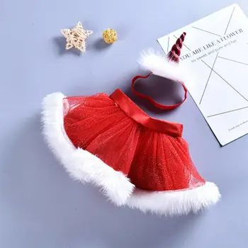 2 buc Petrecere de Crăciun Copilul copil Fete Fuste Xmas Festival Sequin Șifon Fusta Tutu Bentita Prințesă Costum de Haine