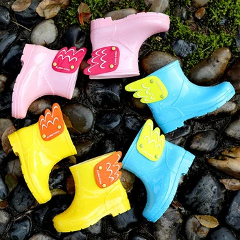 Cizme de ploaie Copii Fata de Iarna Drăguț 3D Aripi Copii Baieti Cizme de Îndepărtat de Pluș Cald Ploaie Pantofi de Cauciuc Antiderapante Incaltaminte de Apa