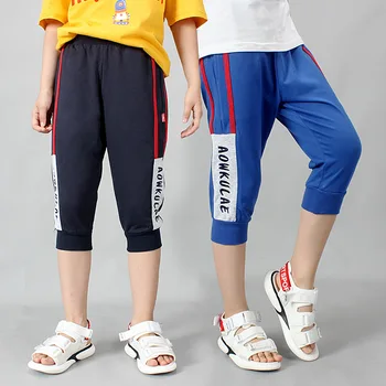 4-13 Ani Baieti Pantaloni Trunchiate Stil coreean Moda Vara Bumbac Sport Capri Pantaloni copii pentru Copii de petrecere a timpului Liber Codrin KF554