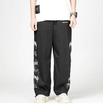 IEFB Noi Imprimat Largi Jogging Pantaloni Harajuku Streetwear pantaloni de Trening Casual 2021 Primăvară Talie Elastic Pantaloni Negri 9Y4208