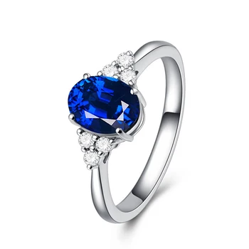 Knobspin Argint 925 Oval Albastru Inele de Logodna Pentru Femei 6*8mm Ridicat de Carbon Diamant Partid Bine de Bijuterii Cadou