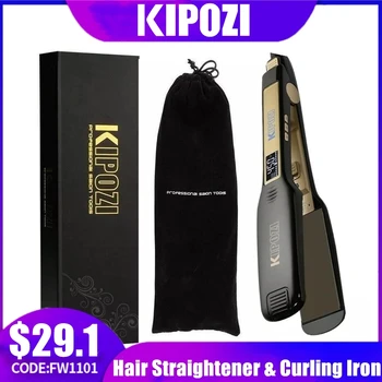 KIPOZI Profesionale de Aburi Indreptat Parul Apartament Fier De 1.75 Inch Wide LCD de Ceramică Neagră de Vapori de Păr Apartament Fier de Instrumente de Hair Styling