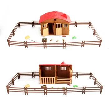 25pc DIY Casa Simula Juca Fermă Model Casa, Model de Joaca pentru Copii, Casa de Jucărie Păsări de curte Model Animal Scena Modelul Farmer Actor Player