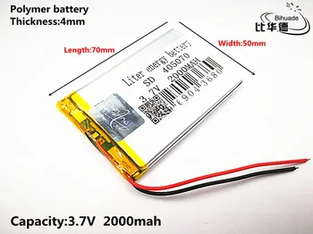 2 buc Litru de energie a bateriei Bun Qulity 3.7 V,2000mAH,405070 Polimer litiu-ion / Li-ion pentru JUCĂRIE,POWER BANK,GPS,mp3,mp4
