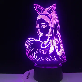 Celebritate Cantareata Ariana Grande Lumina de Noapte Led-uri cu Senzor Tactil Color Schimbarea Veioza pentru Fanii Cadou Adult Lampa de Noapte Dormitor