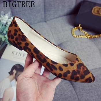 Pantofi Leopard Plus Dimensiunea De Pantofi Pentru Femei Pantofi Cu Barca Femei Subliniat Toe Flats Moda Aluneca Pe Liane Zapatos Comodos De Mujer