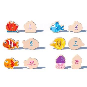 30pcs Pește din Lemn de Pescuit Jucărie Magnetică Copilul Digital Alfabetul Jucării Educative pentru Copii Joc de Puzzle de Joacă în aer liber Set