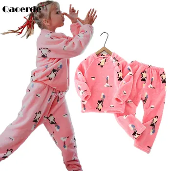 De iarna pentru Copii Seturi de Pijamale Flanel moale Copil Pijamale Baieti Pijamale Coral Fleece Fete Pijamale Copii Homewear Haine