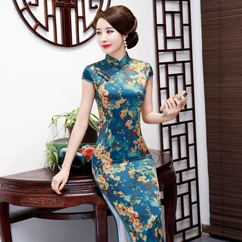 Chineză Tradițională Femeie Cheongsam Florale de Nunta Retro Femei Rochie de Mătase Satin Elegant Qipao Vintage Slim Rochii pentru Femei