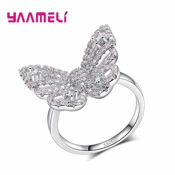 Animale Drăguț Mic Spumante Fluture Care Zboară Forma Argint 925 Inele Pentru Femei, Cadou De Crăciun Cină Surpriză