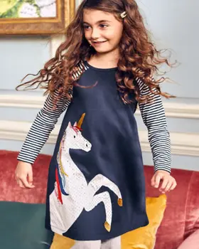 Printesa Copii Fete Copii Unicorn Rochie De Imprimare Cu Dungi Rochie De Petrecere, Rochii Casual
