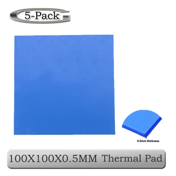 5pcs Gdstime 10cm 100mm x 100mm x 0,5 mm 0.05 cm Grosime Albastru Conductor Termic Pad Silicon