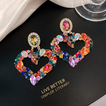 Exknl 2020 Moda Inima Cercei Lungi Pentru Femei Dragoste Mare Declarație Petrecere Mare Picătură Cercei Cristal Bijuterii Brincos Cadou Nou