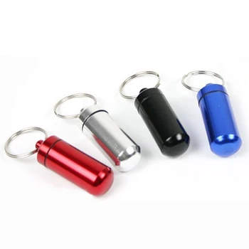 6xSmall Pastila Tableta Cutie de Depozitare Sticla Recipient Impermeabil Keychain
