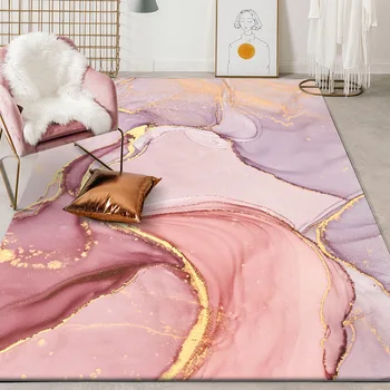 Rezumat Acuarelă Roz Mare Covor pentru Living, Dormitor Modern Nordic Moale de Calitate Noptiera Zona Covor de Copil Play Mat Violet