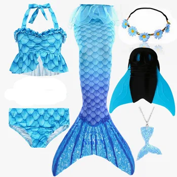 2020 Copiii Coada de Sirena pentru Fete de Petrecere, Costume de Sirena costum de Baie poate adăuga Monofin Haine Costume de baie Bikini Seturi