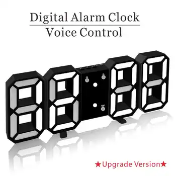 LED Digital Ceasuri de Alarmă Noptiera Ceasuri de Masă Ceasuri de Perete Home Decor de birou Ceasuri Electronice Cu Control Vocal Thermomet