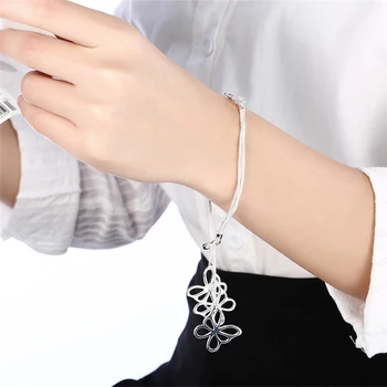 DOTEFFIL Argint 925 Șarpe Lanț de Trei Fluture Brățară Pentru Femei Farmec Nunta Logodna Petrecere de Moda Bijuterii