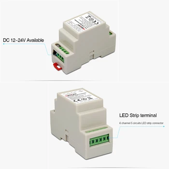 Miboxer LS2S Șină DIN 5 IN 1 Benzi cu LED-uri Controler Singur CCT RGB RGBW RGB+CCT Benzi cu LED-uri DC12V~24V Inteligent APP anod Comun