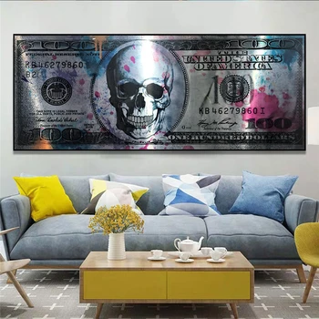 Creative Dolari Imagine Arta De Perete Craniu Dolar Panza Pictura Bani De Artă Poster De Imprimare Living Modern Decor Perete Picturi