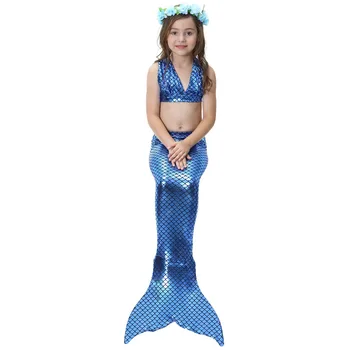 Halloween Cosplay Sirena Costume De Baie Fete Coadă De Pește Little Mermaid Petrecere Bikini Copii De Înot Purta Copilului Plajă Costum De Baie Baby Body